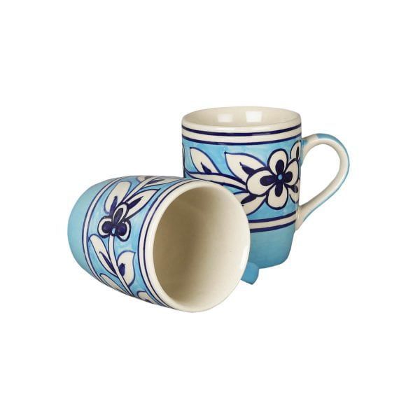 Blue & white hand painted glazed ceramic coffee, chai mugs set of 4 new range - Image 5