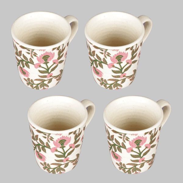 Black-pink pattern  decal ceramic mug - eco-friendly drinkware's - set of 4 - Image 3