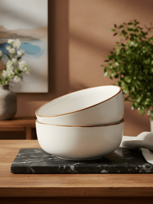 premium 8" cream serving bowl -set of 2 matte finish best for nut and fruit and dessert  serving