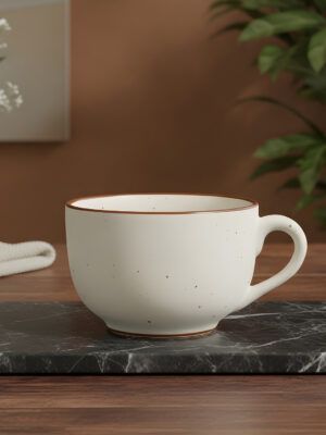 Handcrafted Cream Matte Finish Ceramic Jumbo Mug