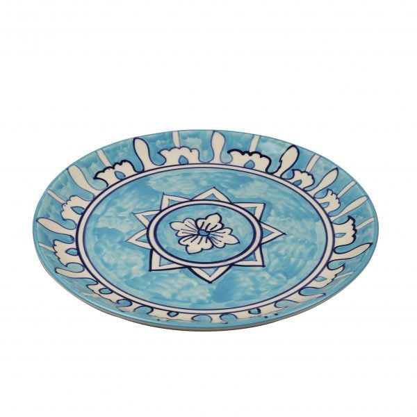 Blue color designer funky hand-painted 10-inch  ceramic dinner plates (set of 4) for sale online - Image 4