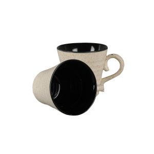 Ribbed white dotted premium ceramic teas, coffee cup set - eco friendly drinkware set of 2 for sale - Image 2