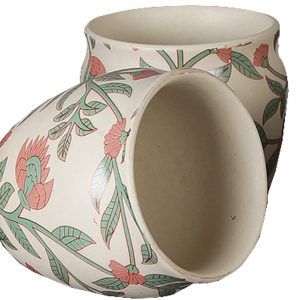 Handcrafted white matte finish decal ceramic kullad mugs-set of 6 - Image 3