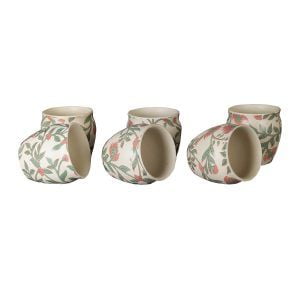 Handcrafted white matte finish decal ceramic kullad mugs-set of 6 - Image 4