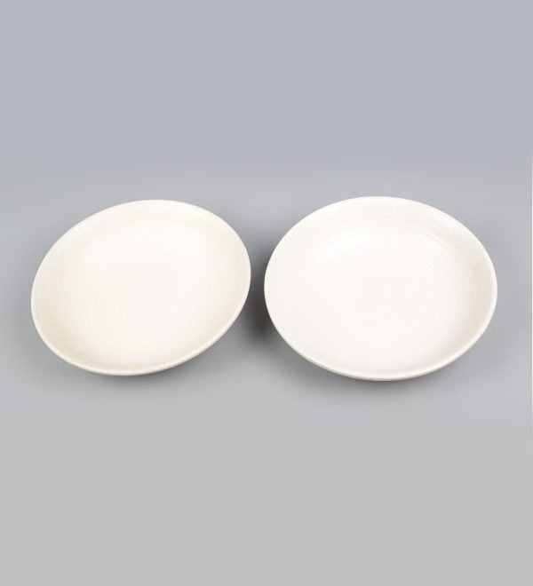 Eco-friendly cream matte finish shallow bowl-set of 2, premium serveware at discounted prices