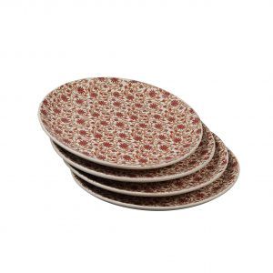 Red flowers patterned  premium designer 10-inch  ceramic dinner plates (set of 4) for sale - Image 2