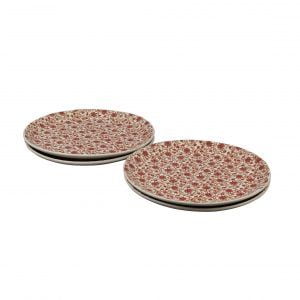Red flowers patterned  premium designer 10-inch  ceramic dinner plates (set of 4) for sale - Image 3