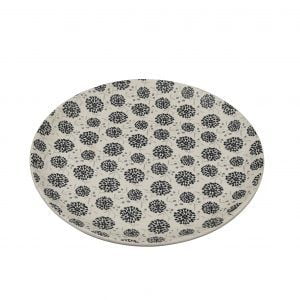 Handcrafted Decal Black Flowers  10-inch  Ceramic Dinner Plates -Set of 4 - Image 3