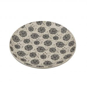 Handcrafted Decal Black Flowers  7-inch  Ceramic Dinner Plates -Set of 4 - Image 4