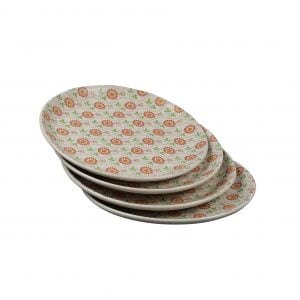 Handcrafted Decal Rust Flowers  10-inch  Ceramic Dinner Plates -Set of 4 - Image 2
