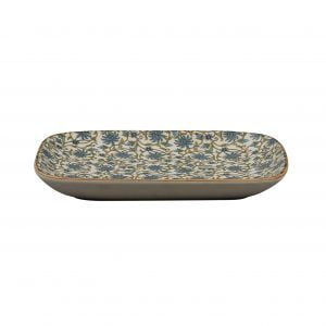 Handcrafted Ceramic  Green Flowers Nut Serving Tray Decal  ( Set of 2) - Image 2