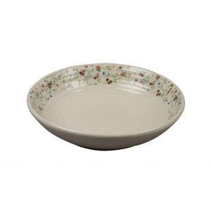 Handcrafted Decal Small Flowers 10 -inch  Ceramic Flat Serveware - Image 2