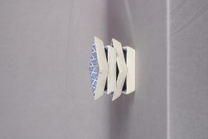 Contemporary white-blue modern patterned premium decal platter 4"x 4" -set of 2 - Image 2