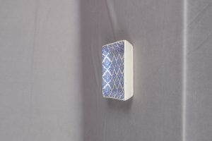 Contemporary white-blue modern patterned premium decal platter 4"x 4" -set of 2 - Image 5