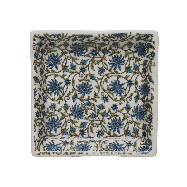 Blue-white patterned ceramic  platter 4"x 4" -set of 2. Premium platter set for sale - Image 2