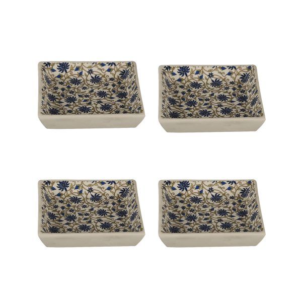 Blue-white patterned ceramic  platter 4"x 4" -set of 2. Premium platter set for sale - Image 3