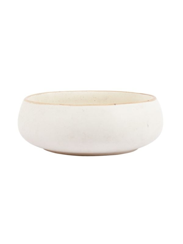 Handcrafted Cream Matte Finish Ceramic Serving Bowl - Image 2