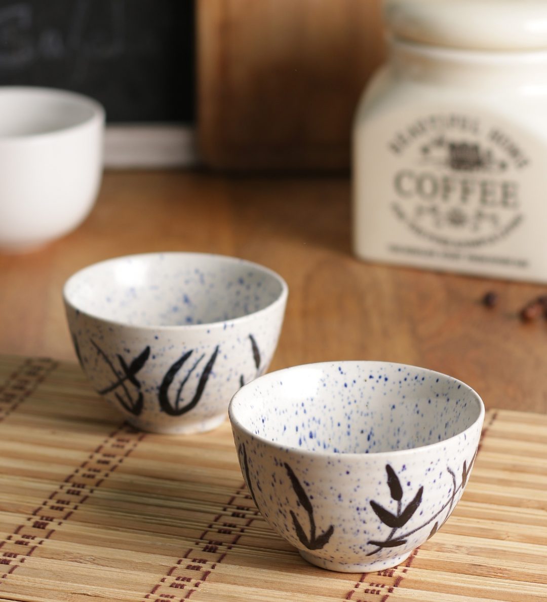 Handcrafted Ceramic Matte Finish Dark Brown Paw Mugs ? Set of 4 | Miah