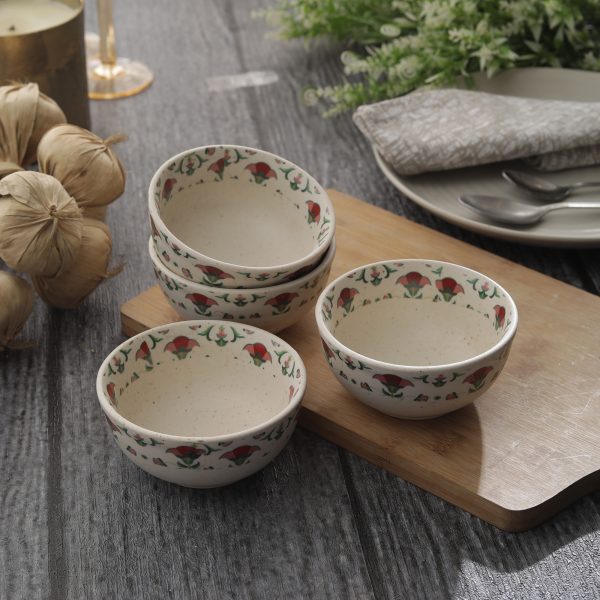 Handcrafted Meadow Fresh Collection- Stoneware Dinner Bowls -Set Of 4