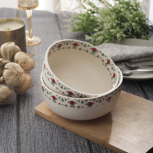 Handcrafted Meadow Fresh Collection- Stoneware Serving Bowls(8" & 7" Dia) -Set Of 2