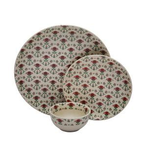 MIAH Decor Handcrafted Floral Ceramic/Stoneware Dinner Set-Set of 12-[4 Dinner Plates; 4 Quarter/Side Plates/ 4 Dinner Bowls] ;Multicolour Matte Finish-Microwave/Oven/Freezer/Dishware Safe-(MD-276) - Image 3