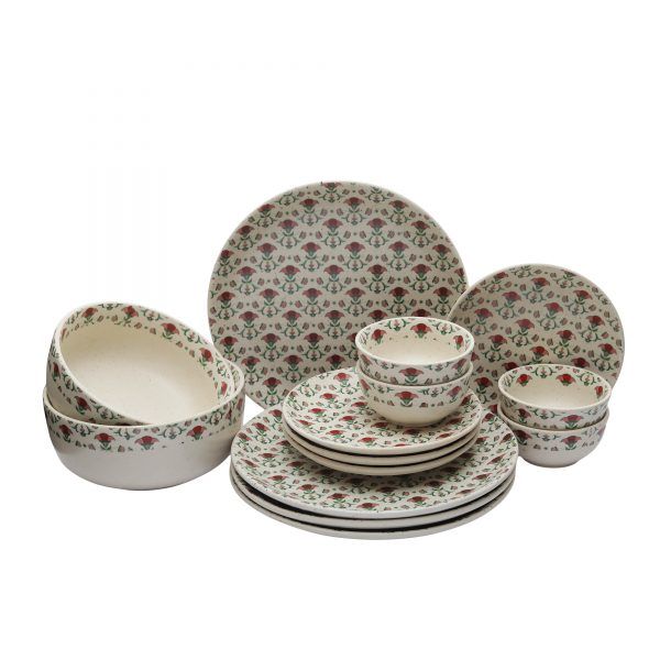 Handcrafted Meadow Fresh Collection- Stoneware Dinner Set -Pack Of 14 - Image 2