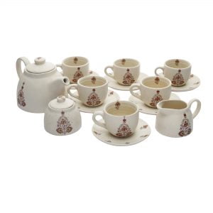 Handcrafted Stoneware Buti Tea Set -Pack Of 15 - Image 2