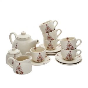 Handcrafted Stoneware Buti Tea Set -Pack Of 15 - Image 3