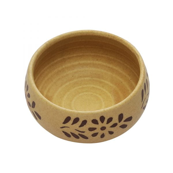 Handcrafted Stoneware Brown flower Dip bowl Set -Pack Of 2 - Image 5