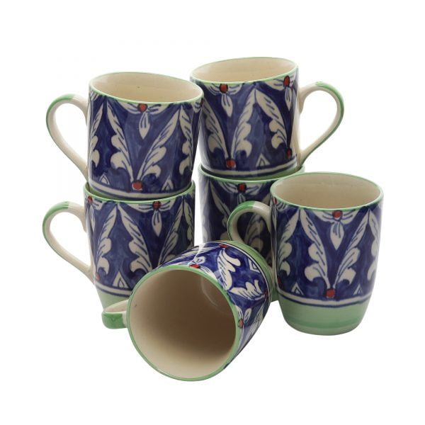 Handpainted  Abstract Galzed Ceramic Mugs-pack of 6 - Image 3