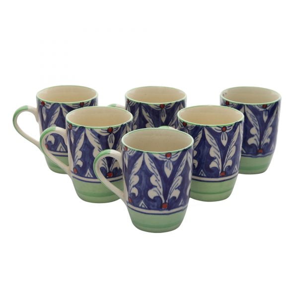 Handpainted  Abstract Galzed Ceramic Mugs-pack of 6 - Image 4