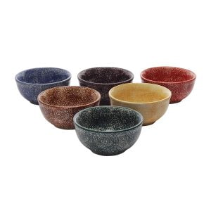 Handcrafted Double Glaze Multicolour Stoneware Serving Bowls-Pack of 6 - Image 2
