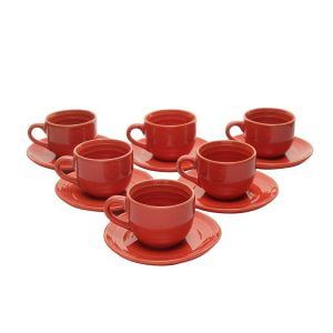 Handcrafted Glazed Rust Tea Set -Pack Of 12 - Image 2