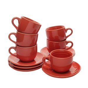 Handcrafted Glazed Rust Tea Set -Pack Of 12 - Image 4