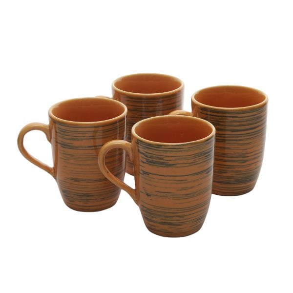 Handmade Ceramic Mustard Liner Mug - Eco Friendly Drinkware -Set Of 4 - Image 2