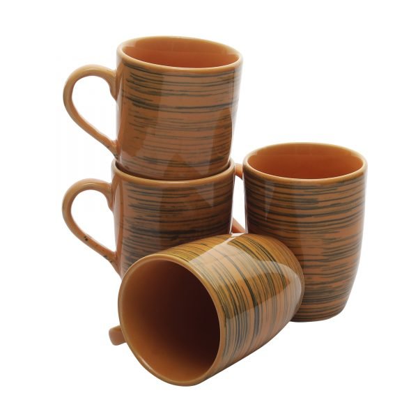 Handmade Ceramic Mustard Liner Mug - Eco Friendly Drinkware -Set Of 4 - Image 3