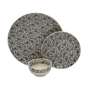 MIAH Decor (MD-310) Handcrafted Floral Ceramic/Stoneware Dinner Set(Bee Balm Collection)-Set of 12-[4 Dinner Plates; 4 Quarter/Side Plates/ 4 Dinner Bowls] ;Multicolour Matte Finish - Image 3