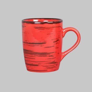 Handmade ceramic red liner mug - eco friendly drinkware -set of 4 - Image 2