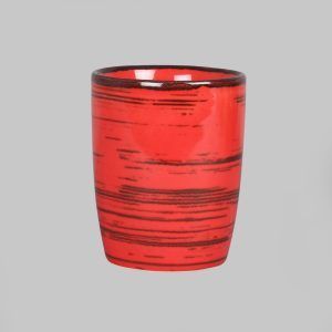 Handmade ceramic red liner mug - eco friendly drinkware -set of 4 - Image 3
