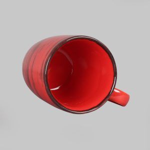Handmade ceramic red liner mug - eco friendly drinkware -set of 4 - Image 4