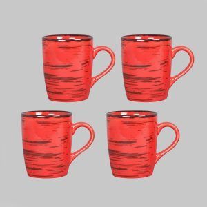Handmade ceramic red liner mug - eco friendly drinkware -set of 4 - Image 5