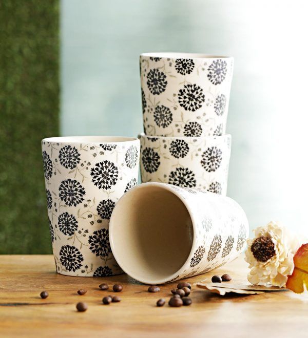 White matte finished ceramic pottery  tumblers-set of 4