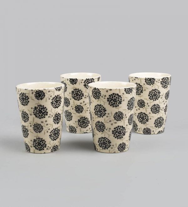 White matte finished ceramic pottery  tumblers-set of 4 - Image 3