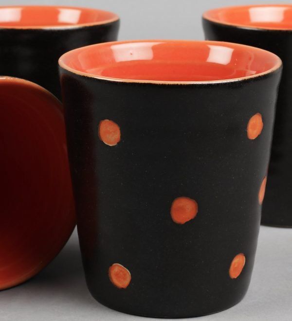 Matte finish ribbed polka dots designer ceramic tumblers set of 4 online for sale at miah d?cor - Image 3