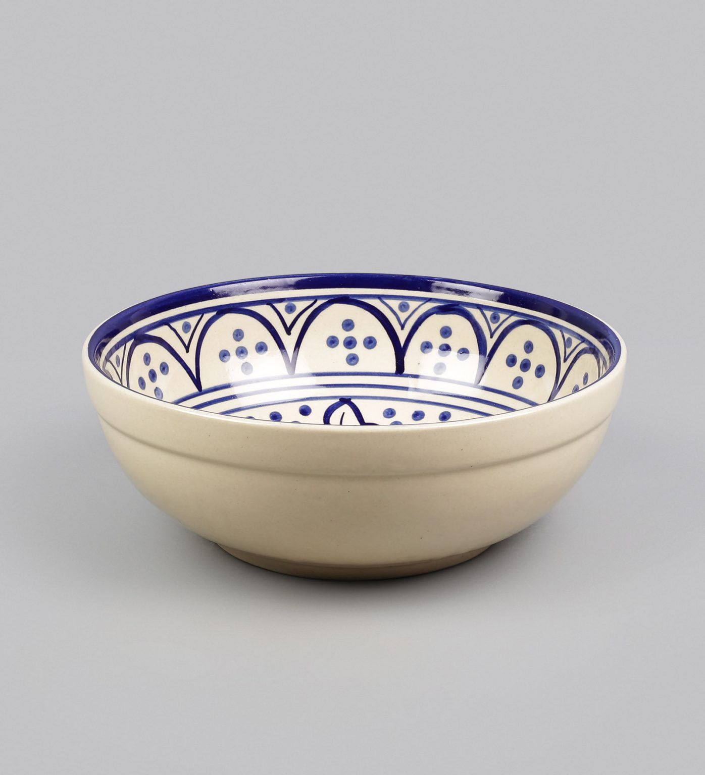 Blue Hand-painted Ceramic Large Serving Bowl | Miah Decor