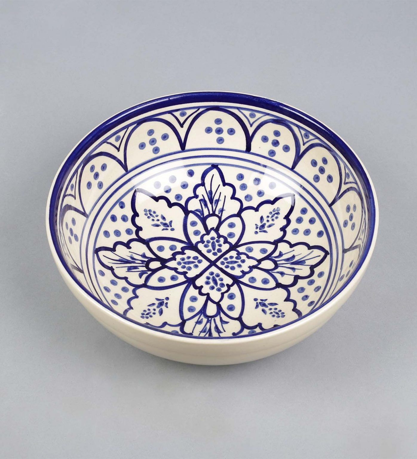Designer blue handpainted ceramic large serving bowl for sale online