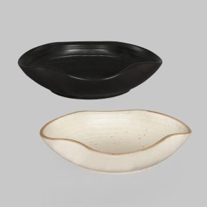 Ceramic stoneware cream/black platters  ( set of 2) for kitchen online sale - Image 3