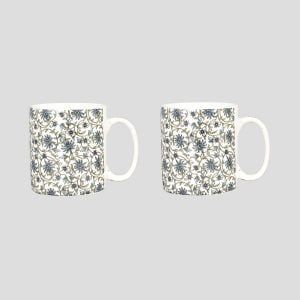 Violet flower print designer matte finish pipe mugs chai coffee-set of 2 for sale - Image 2