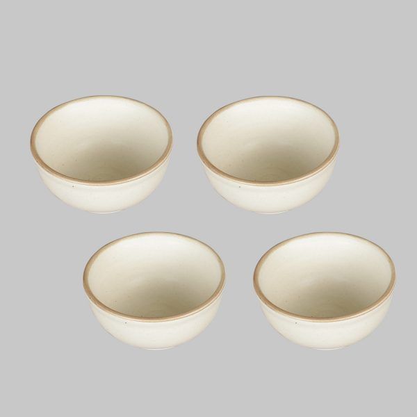 Designer handcrafted white matte finish ceramic dinner bowl-set of 4 - Image 2