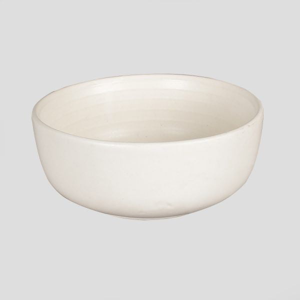 Handcrafted  soup serving matte finish 7" cream ceramic stoneware dining bowl -set of 2 - Image 5